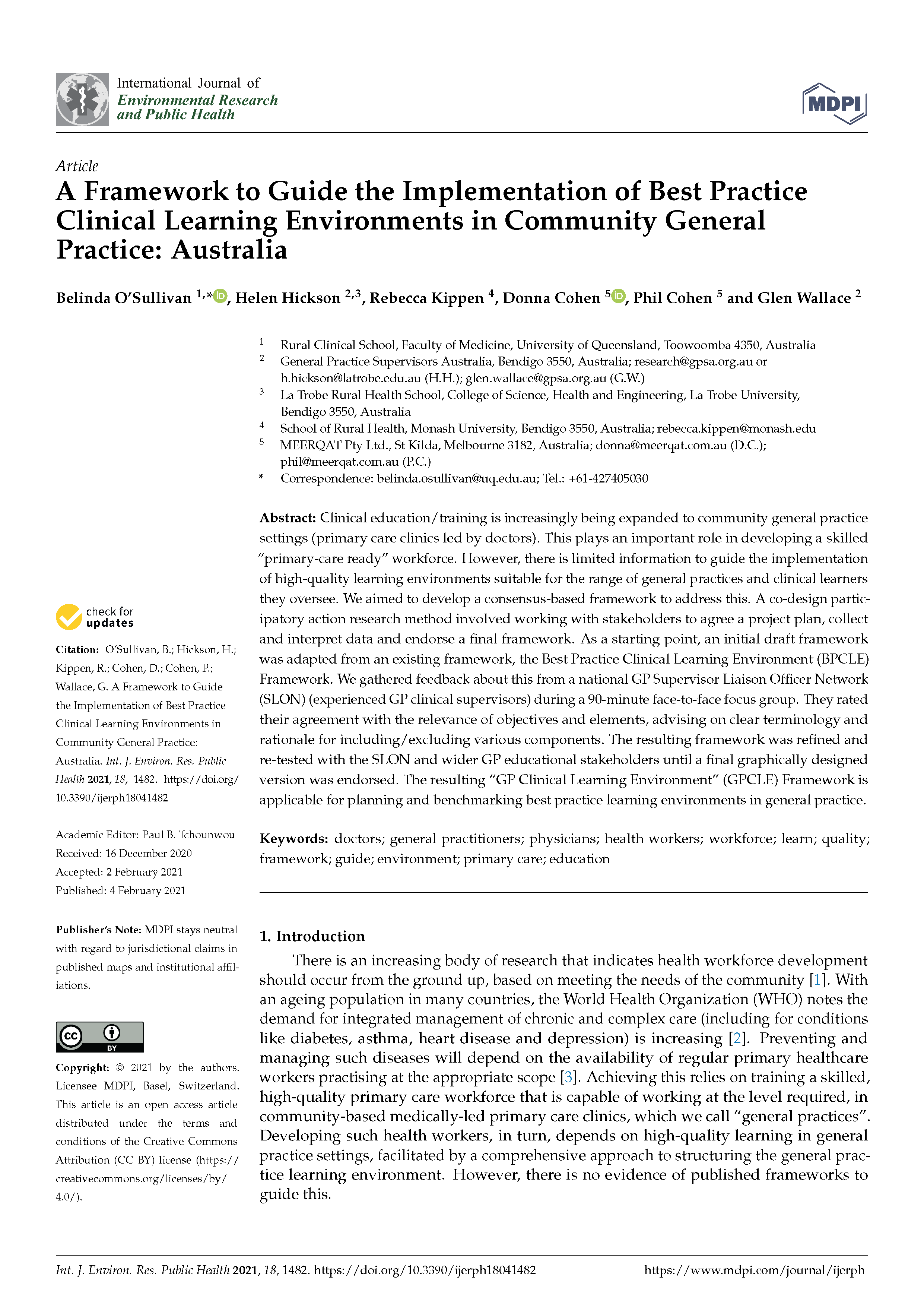 Best practice clinical learning environments